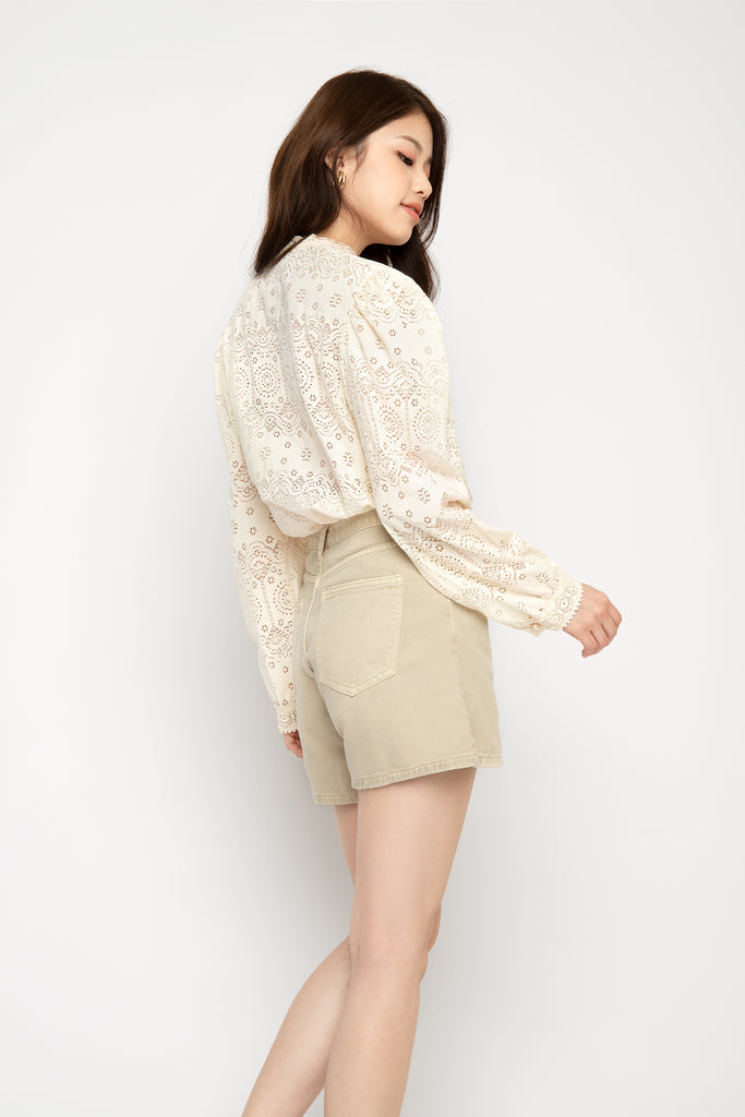 Eyelet Lace Trim Blouse
