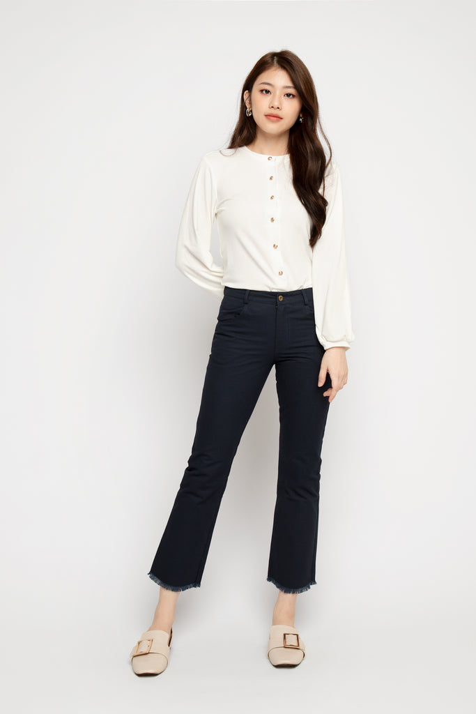 Raw Hem Flared Pants