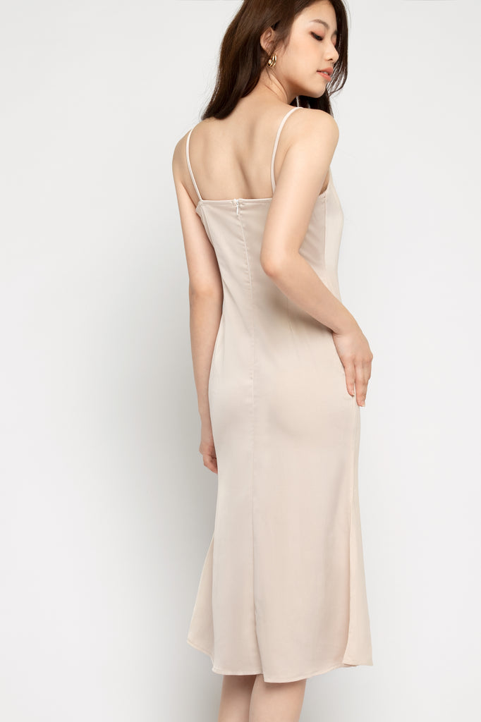 Satin Cowl Neck Dress