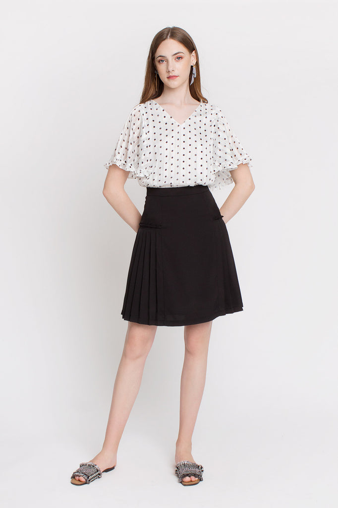 Polka Ruffled Cape Blouse