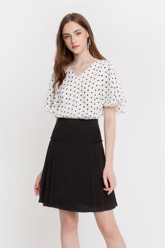 Polka Ruffled Cape Blouse