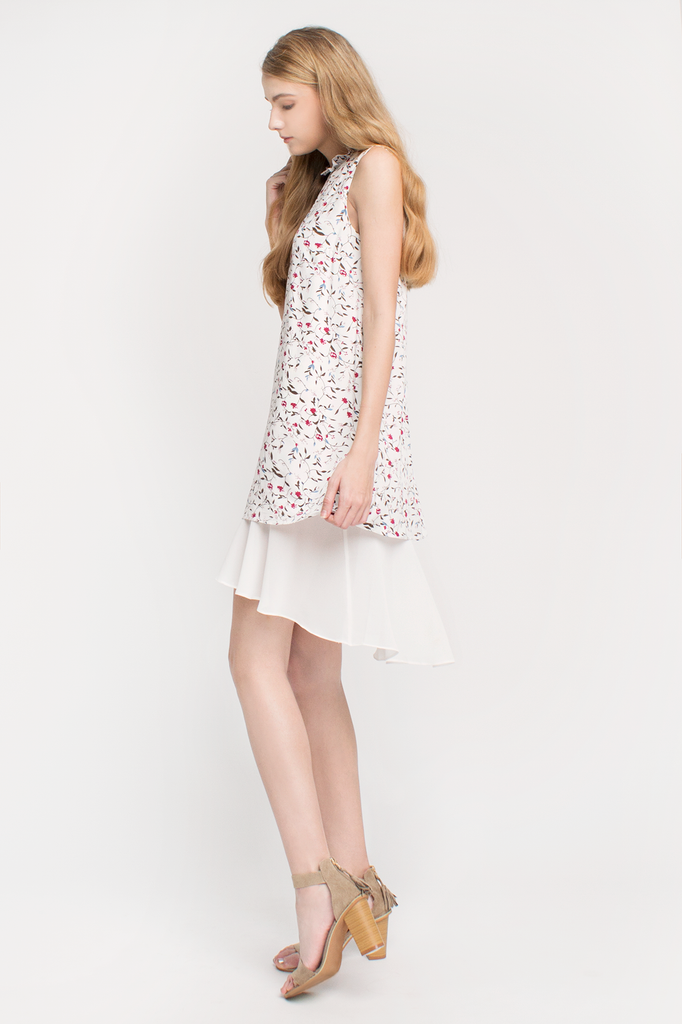 Floral Ruffled Collar Dress