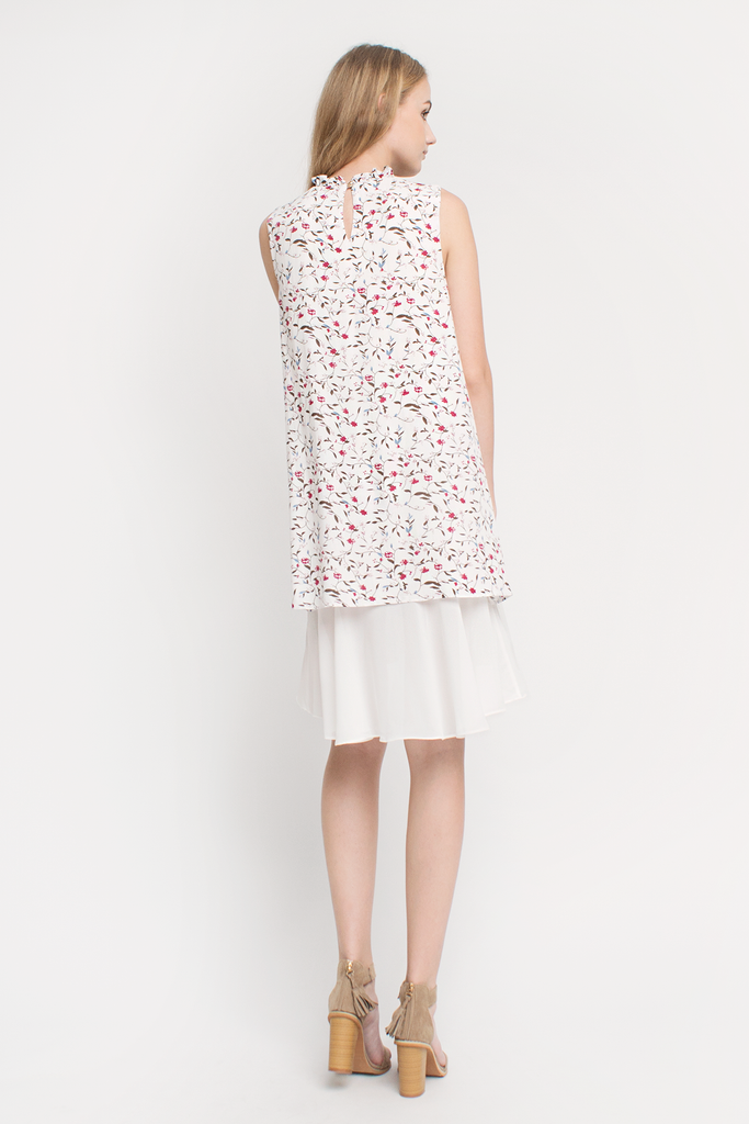 Floral Ruffled Collar Dress