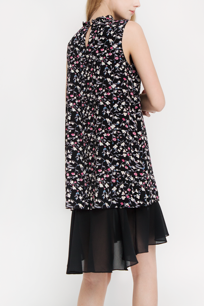 Floral Ruffled Collar Dress