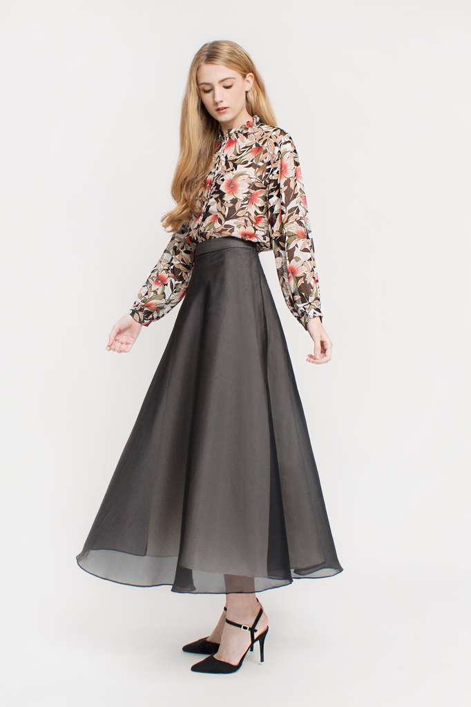 Floral Ruffled Collar Blouse