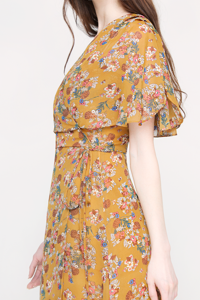 Floral Wrap Midi Dress
