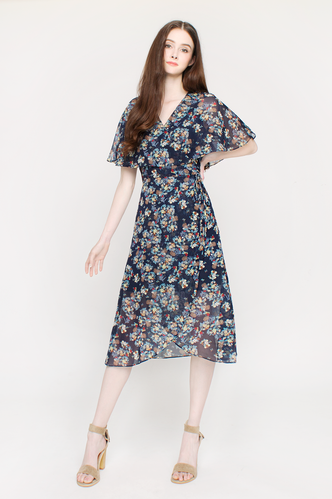 Floral Wrap Midi Dress