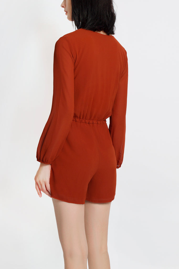 Button Drawstring Romper