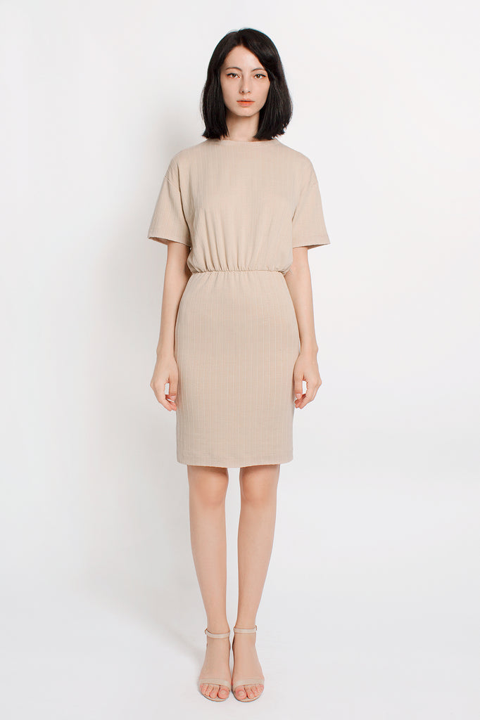 Ribbed Gathered Dress