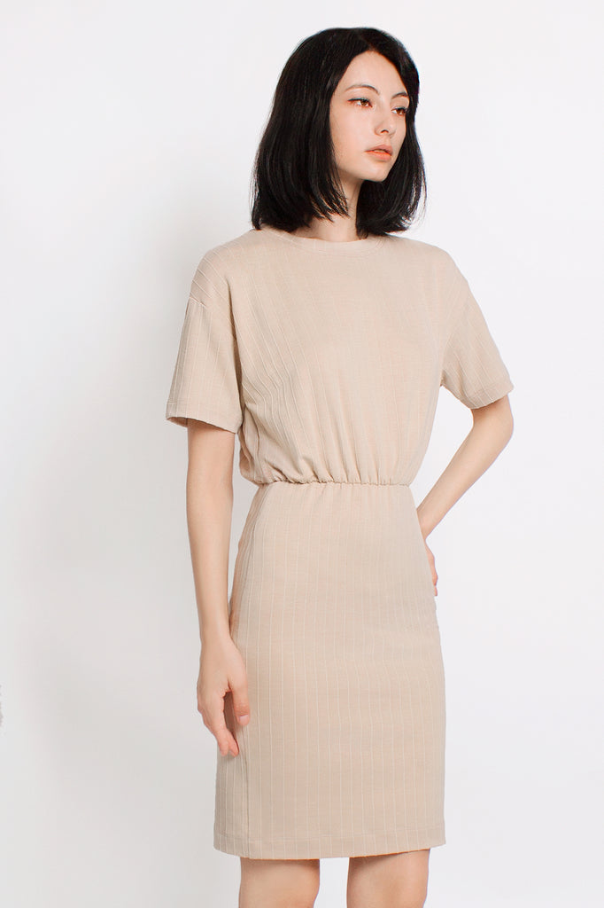 Ribbed Gathered Dress