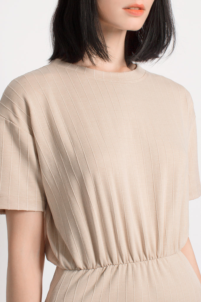 Ribbed Gathered Dress