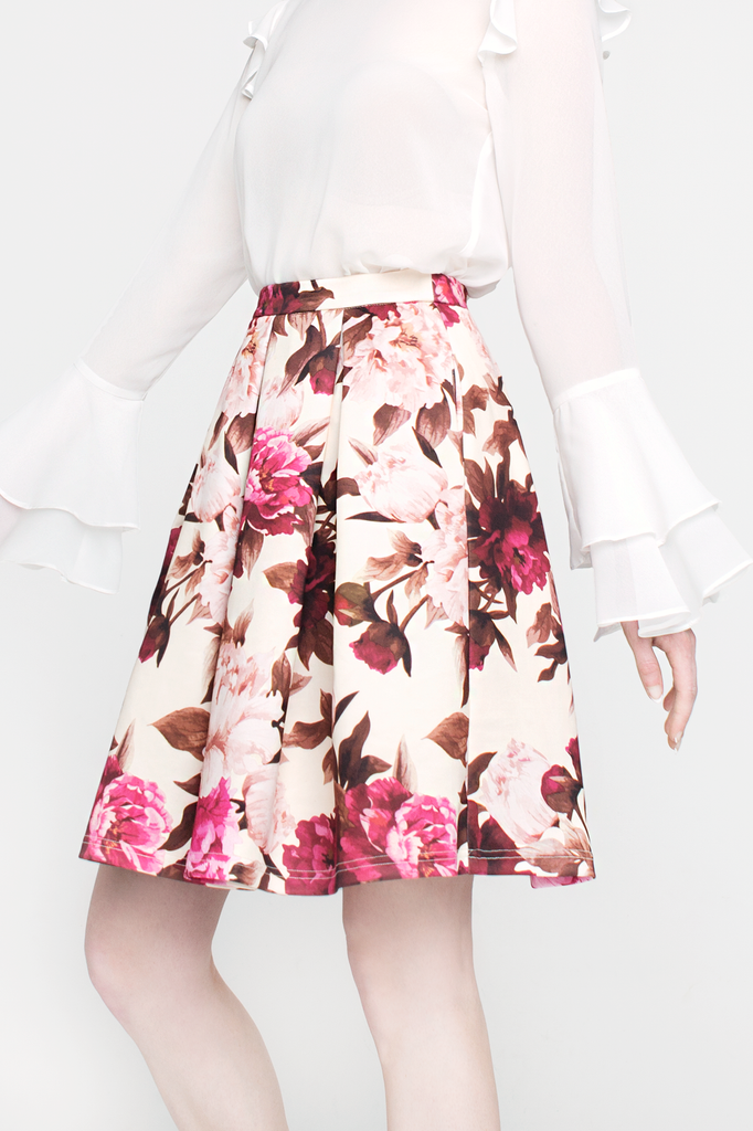 Floral Pleated Skirt