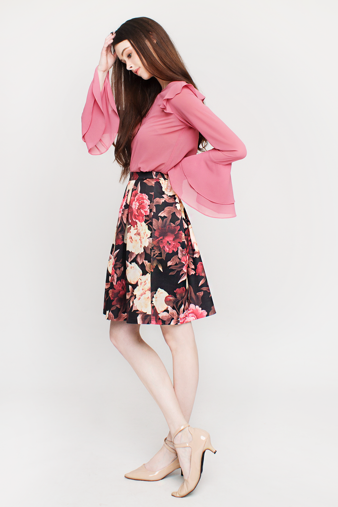 Floral Pleated Skirt