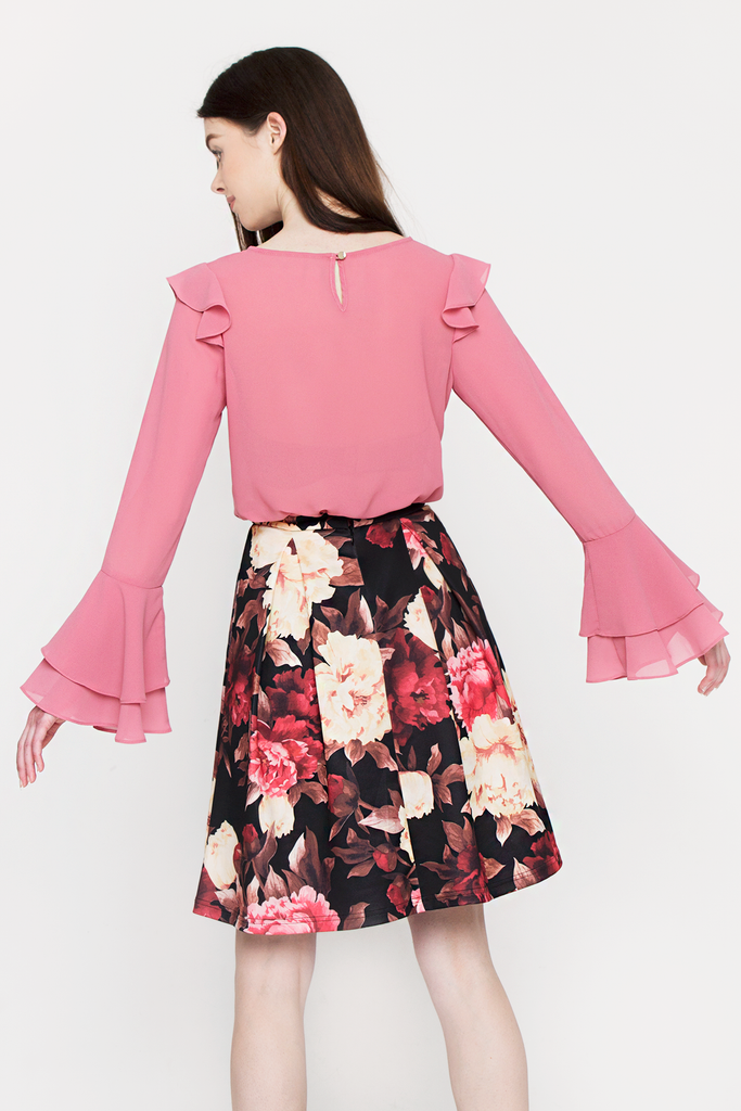 Floral Pleated Skirt