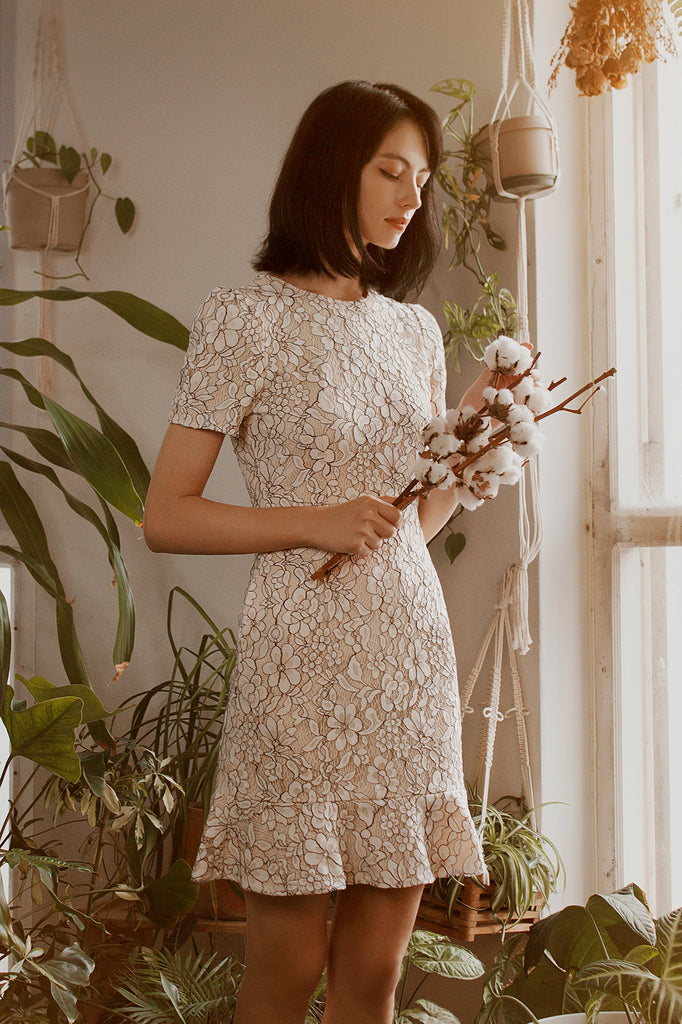 Lace Puff Sleeve Dress