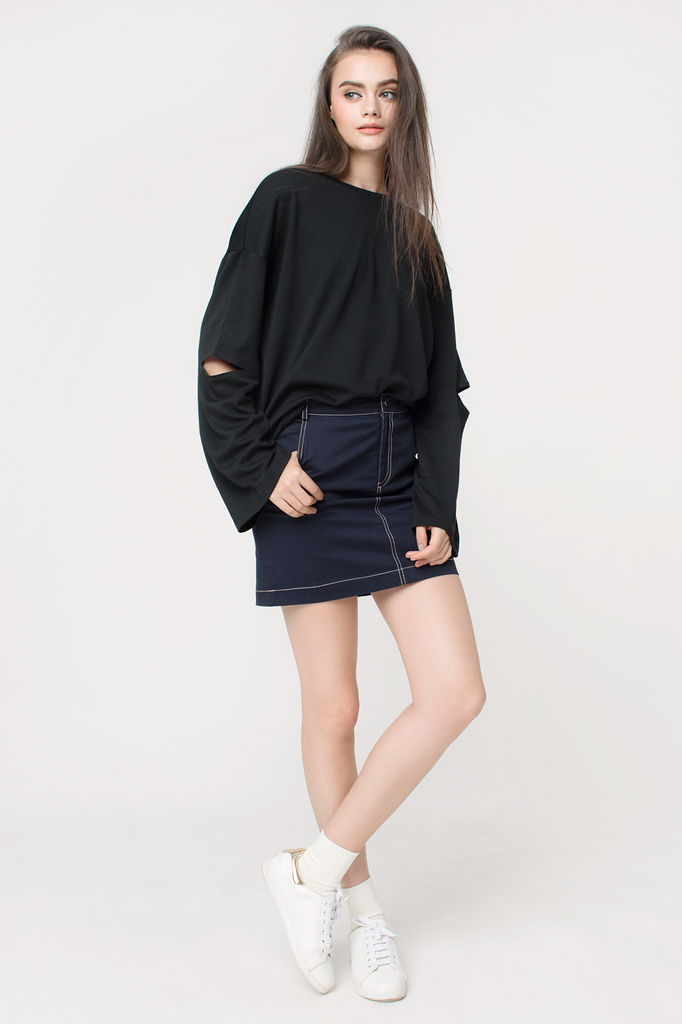 Slit Sleeves Sweatshirt