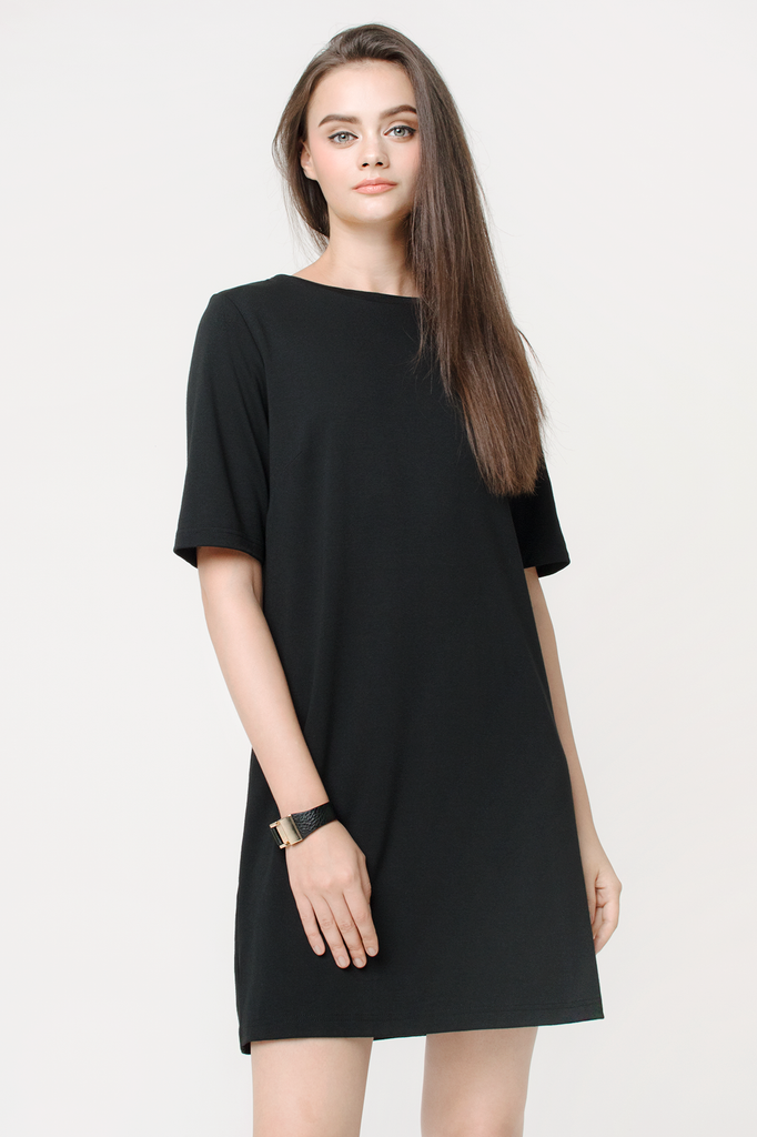 Black lace up t shirt dress sales