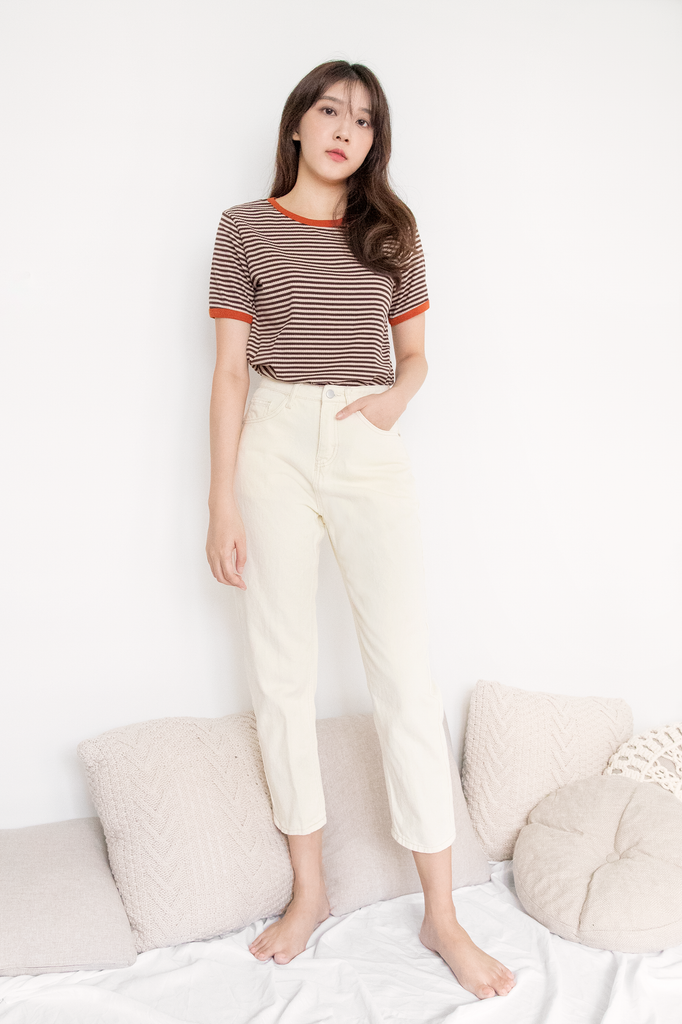 Contrast Stripe Ribbed Tee