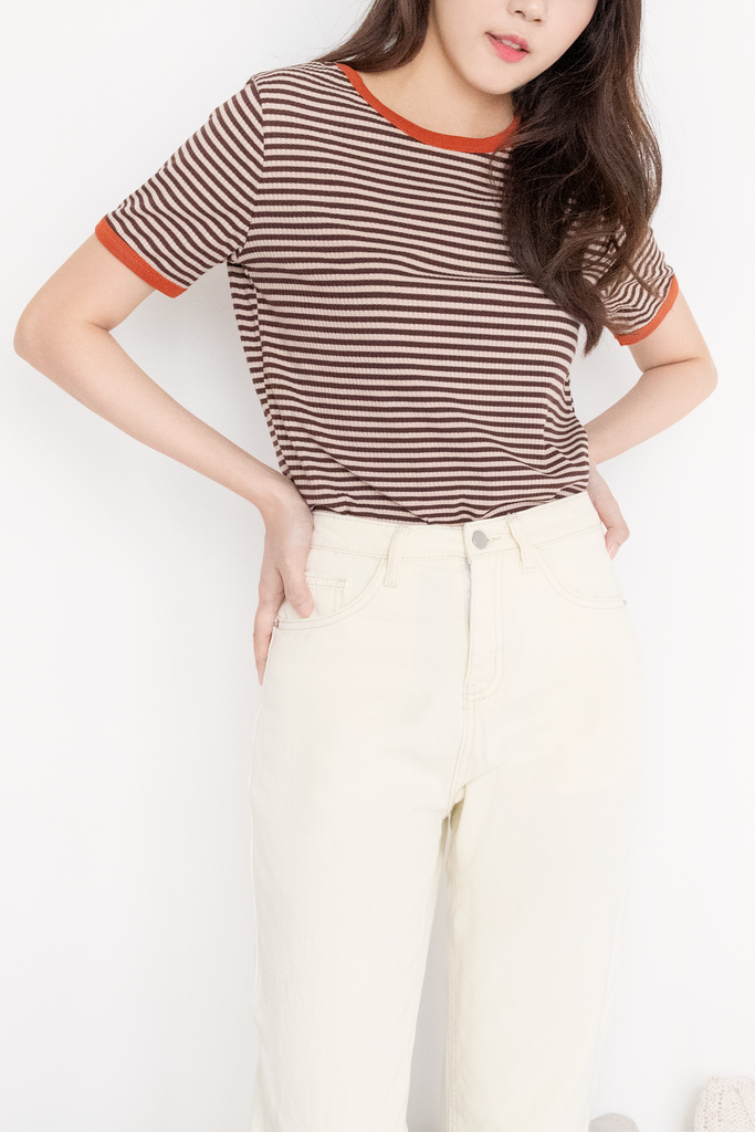 Contrast Stripe Ribbed Tee