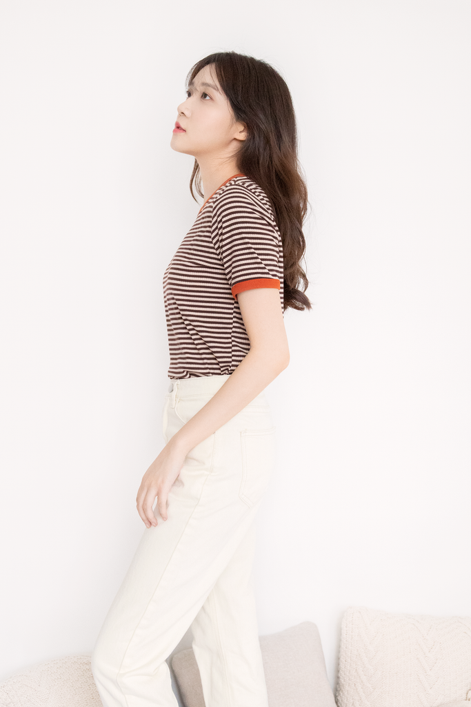 Contrast Stripe Ribbed Tee