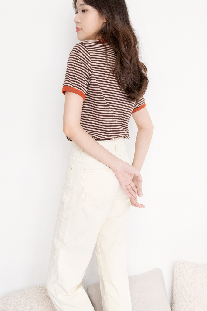 Contrast Stripe Ribbed Tee