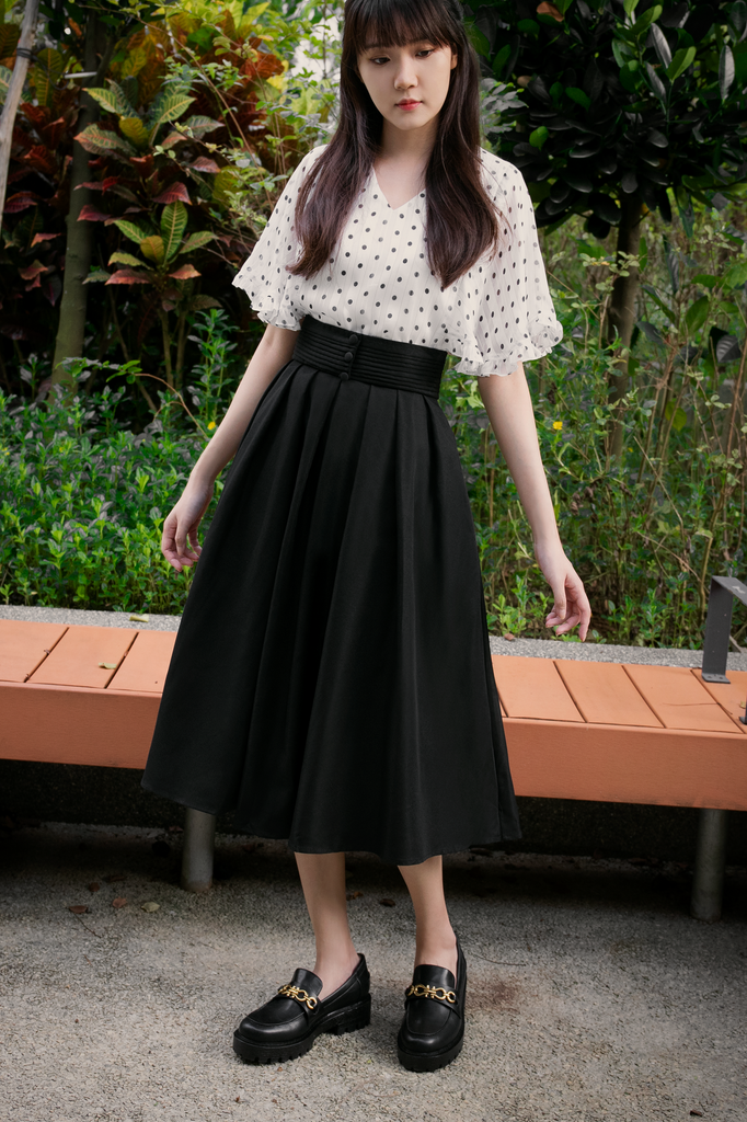 Pleated midi flare skirt outlet