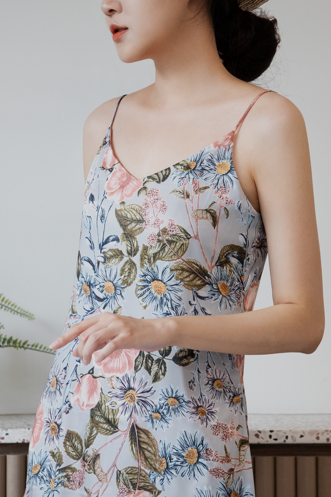 Botanical Satin Midi Dress