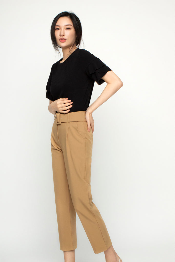 Ruffled Sleeve Knit Top