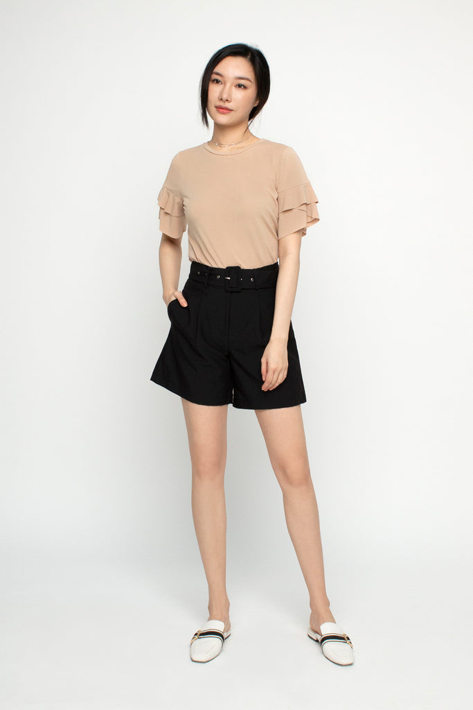 Ruffled Sleeve Knit Top
