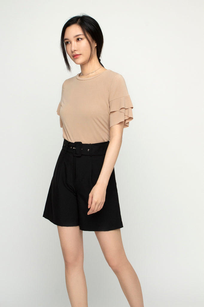 Ruffled Sleeve Knit Top