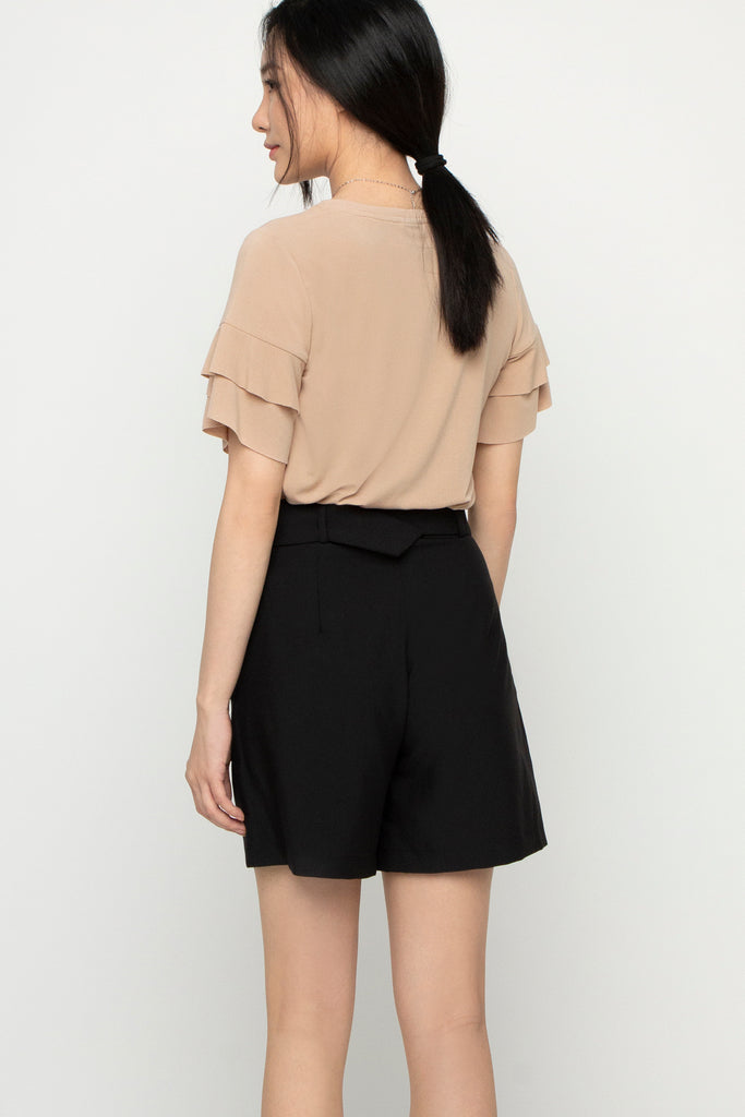 Ruffled Sleeve Knit Top