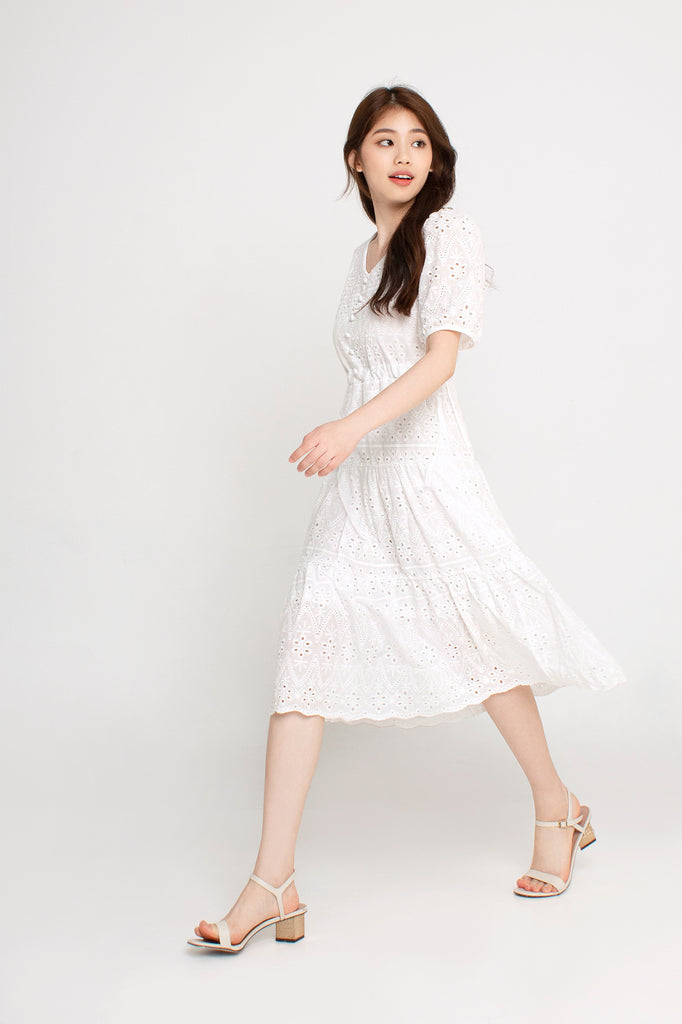 *Backorder* Eyelet Tiered Midi Dress