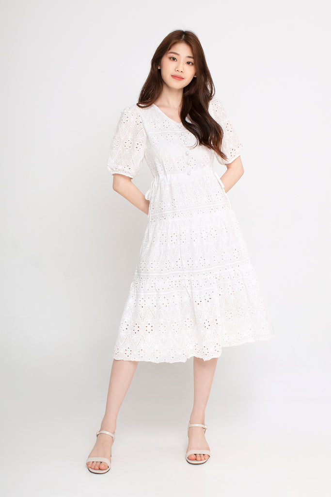 *Backorder* Eyelet Tiered Midi Dress