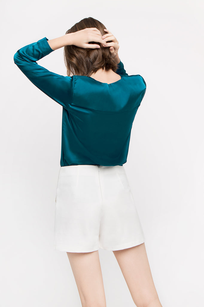 Satin V Neck Blouse