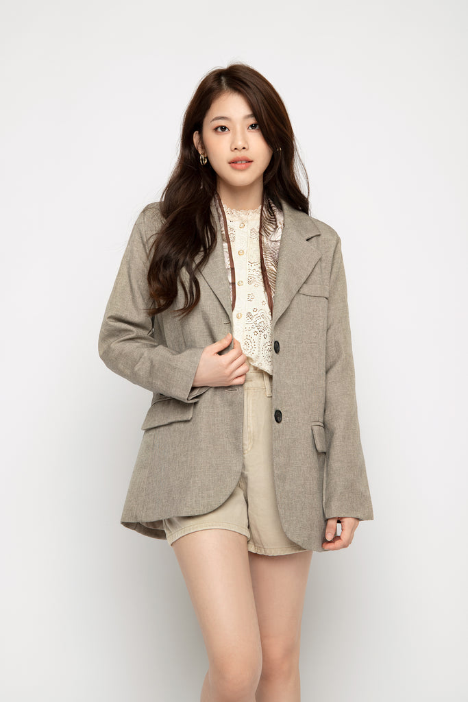 Leaf print brown scarf