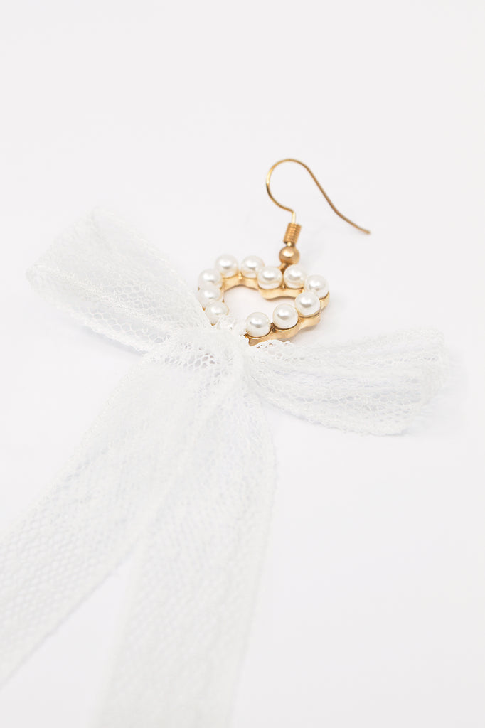 Heart Lace Ribbon Earrings