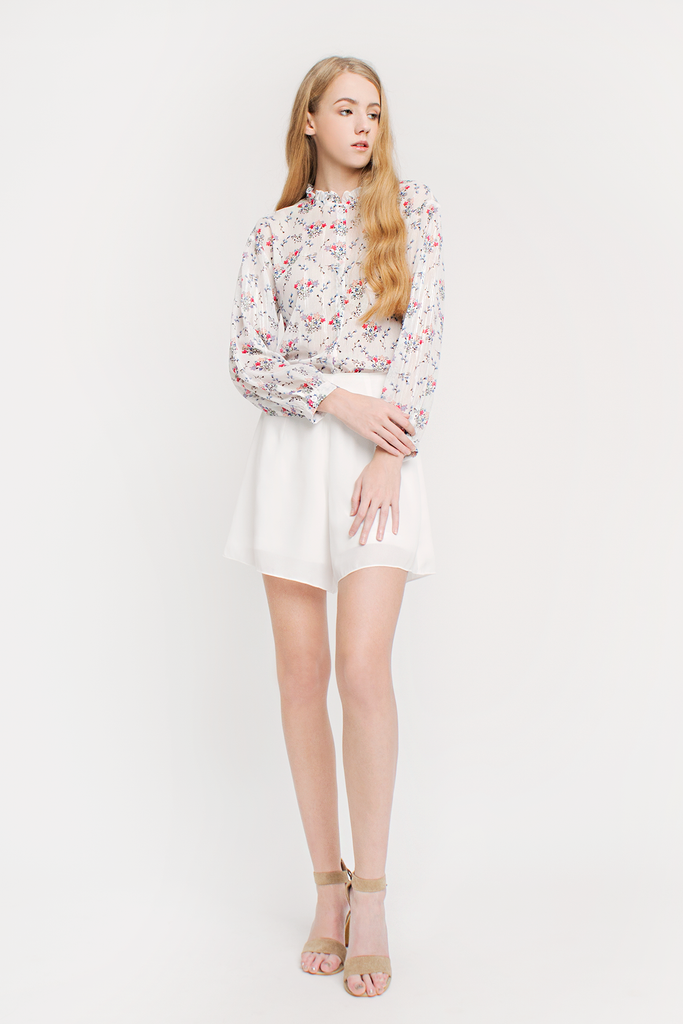 Floral Ruffled Collar Blouse