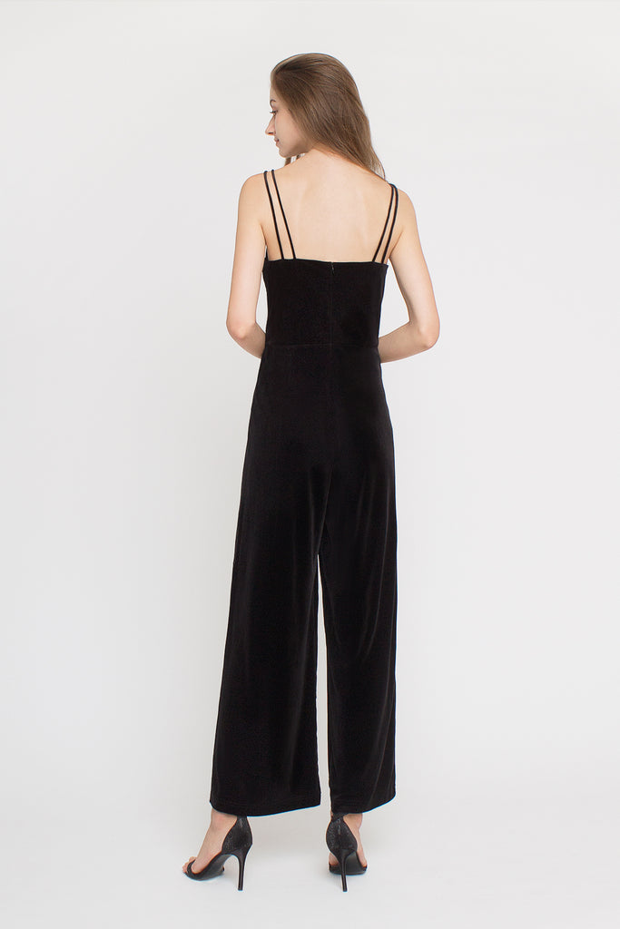 V-neck Velvet Jumpsuit