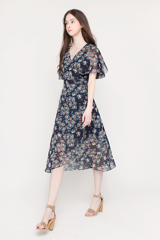 Floral Wrap Midi Dress