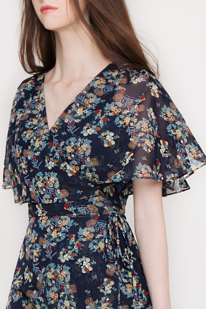 Floral Wrap Midi Dress