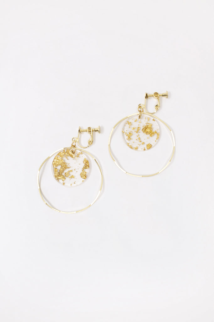 Gold Flakes Hoop Earrings