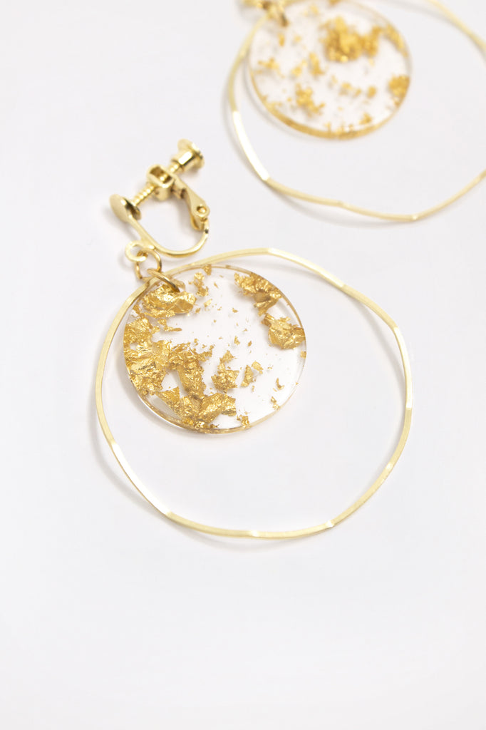 Gold Flakes Hoop Earrings